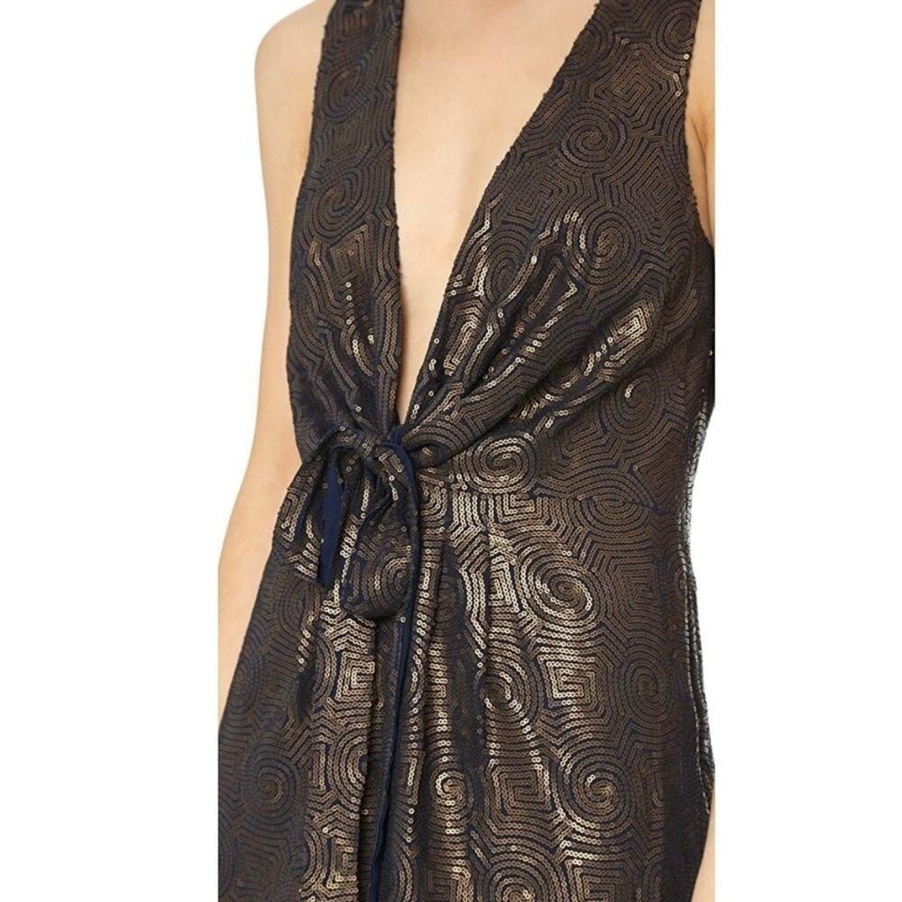 Free People Metallic Black Brocade Mini Dress - Picture 7 of 14
